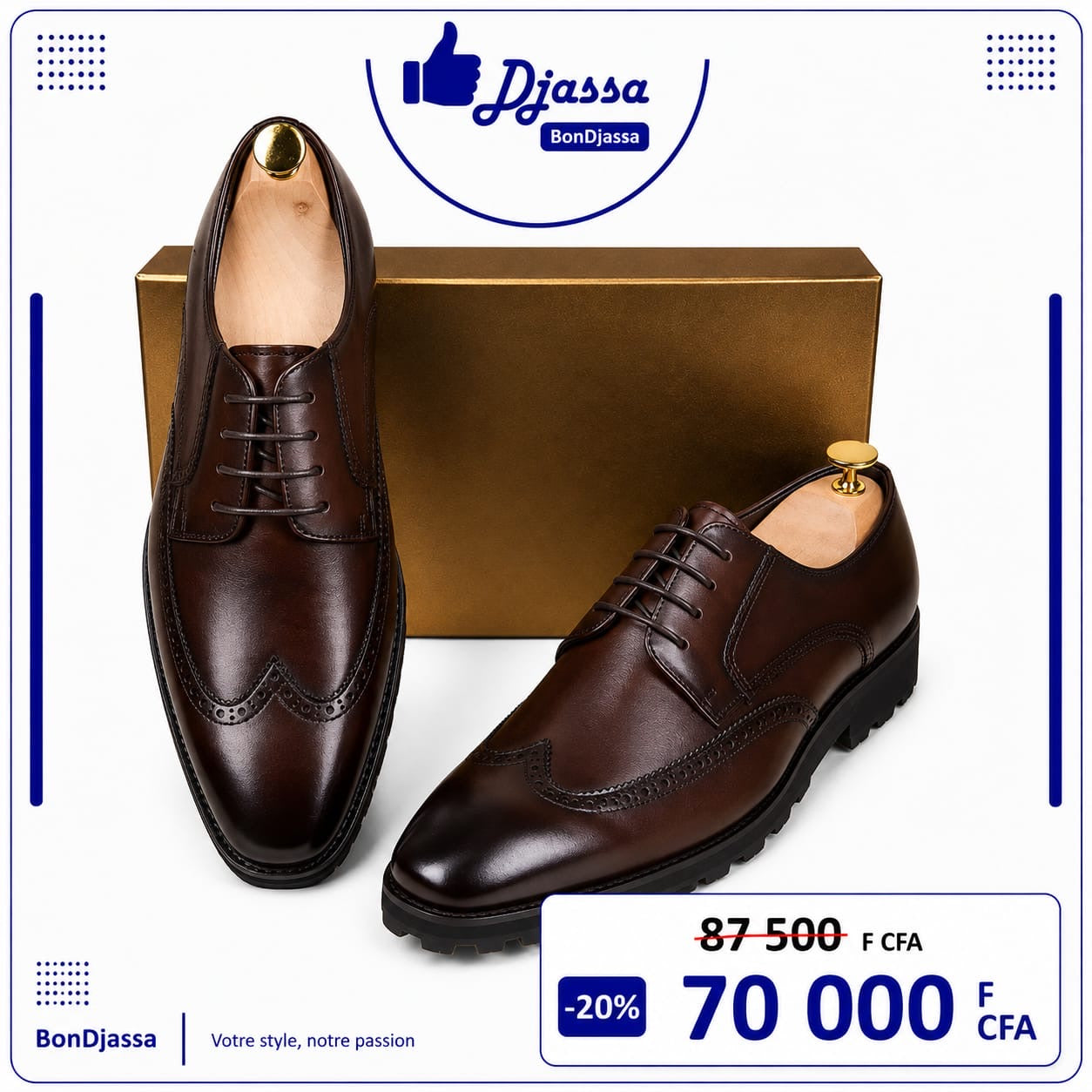 Soulier matière en cuir semelle gomme