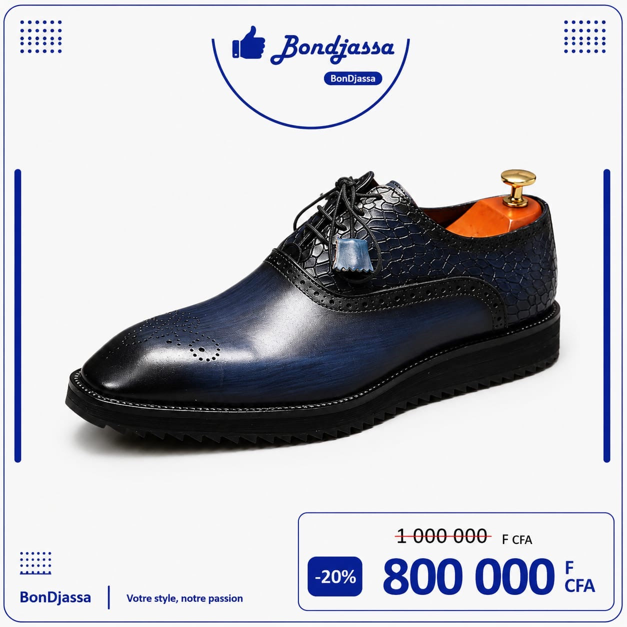 Soulier matière en cuir semelle gomme