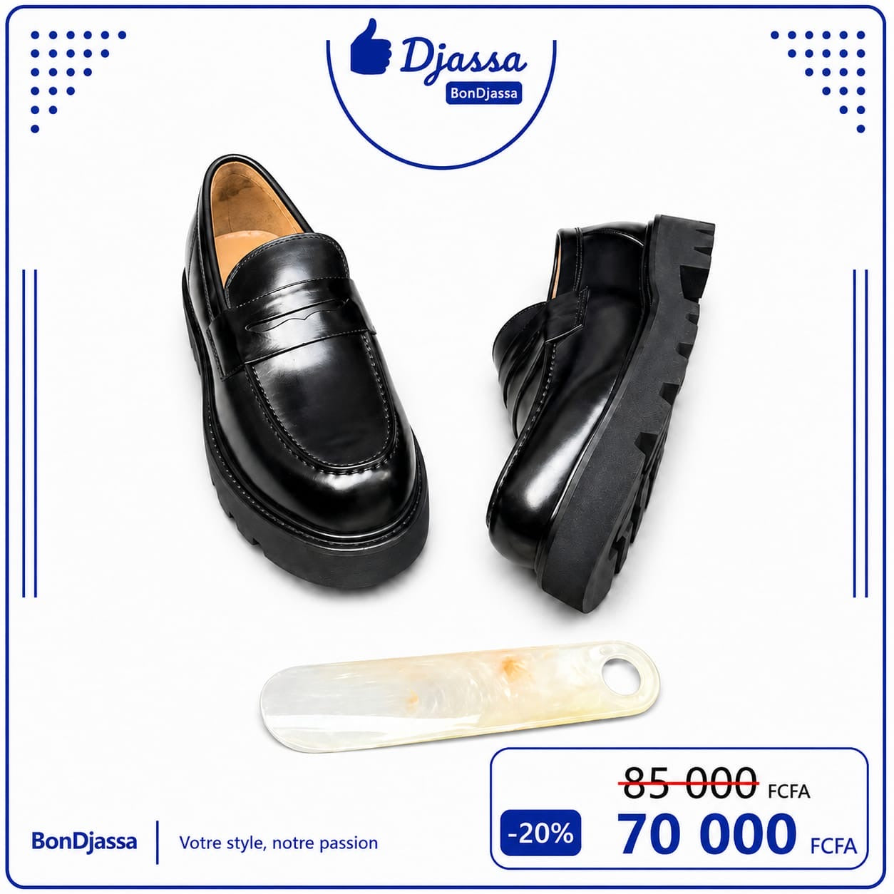 Mocassin matière cuir semelle gomme
