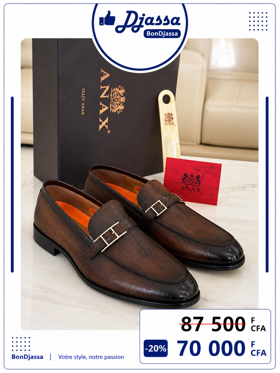 ANAX MOCASSINS LAMARQUE Italienne MATIÈRE CUIR