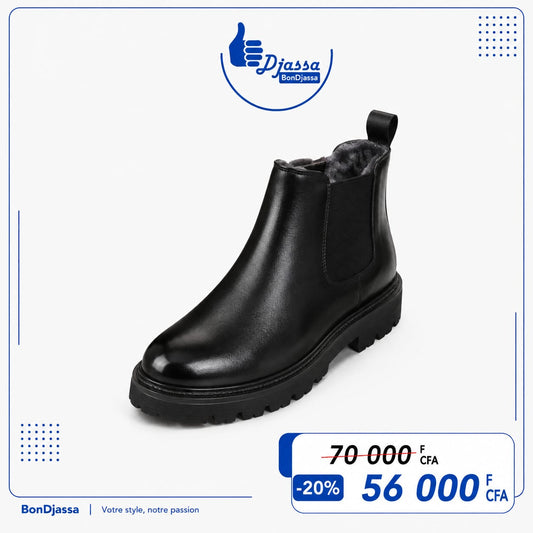 Bottes matière en cuir semelle gomme