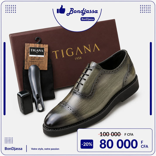 TIGANA Lamarque italienne matière en cuir semelle gomme