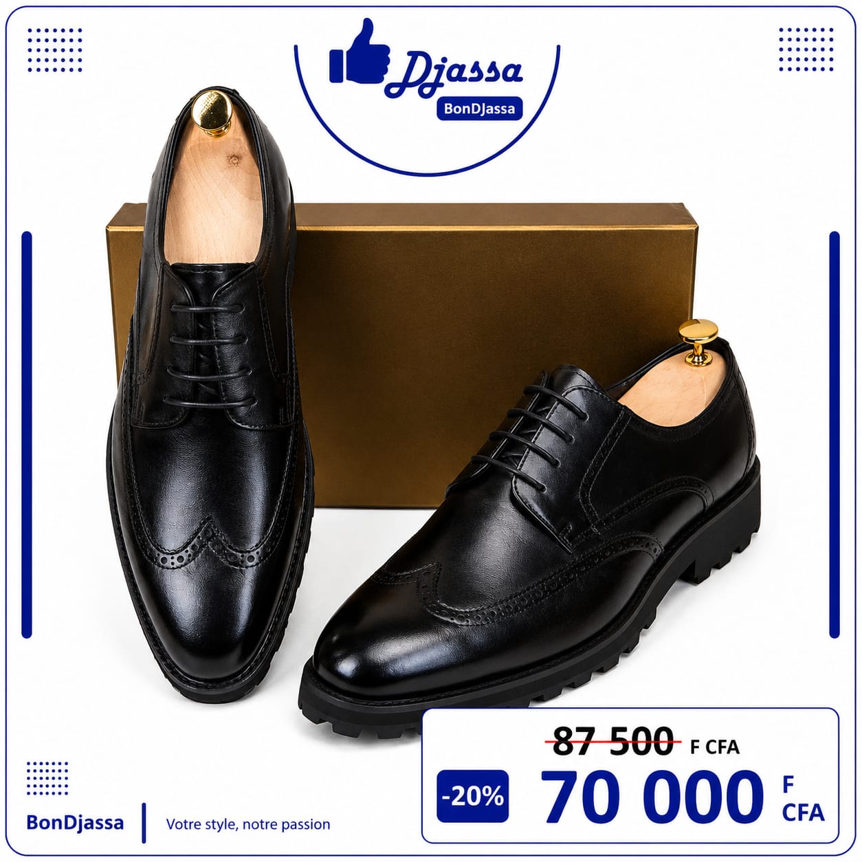 Soulier matière en cuir semelle gomme