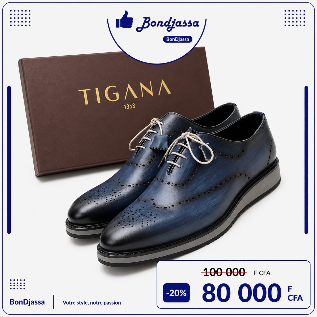 TIGANA Lamarque italienne matière en cuir semelle gomme