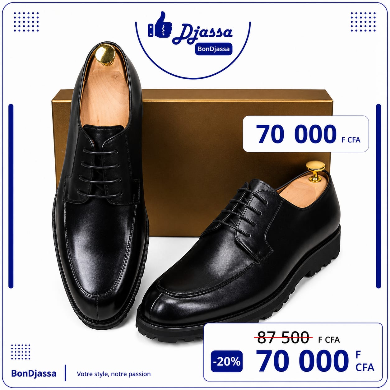 Soulier matière en cuir semelle gomme