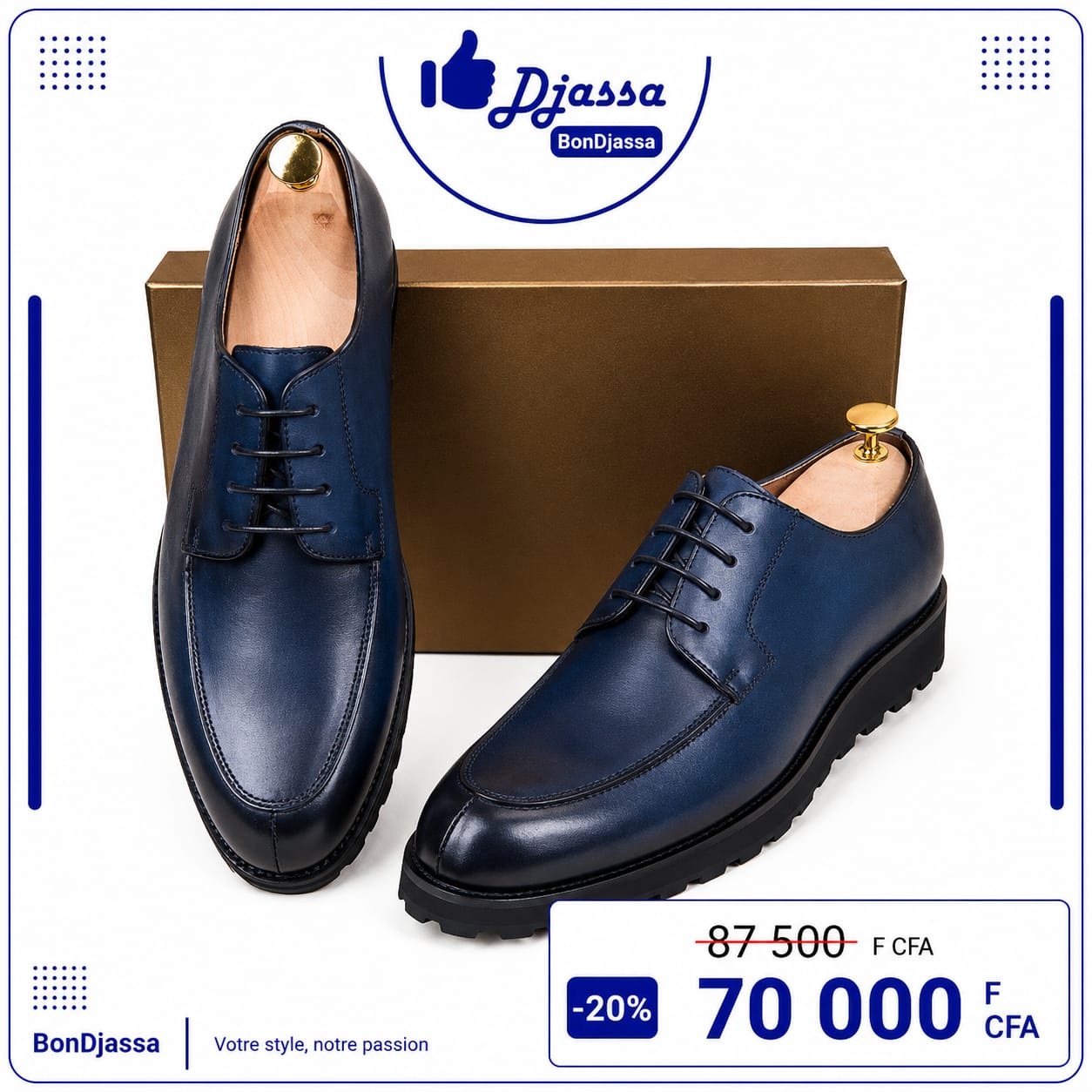 Soulier matière en cuir semelle gomme