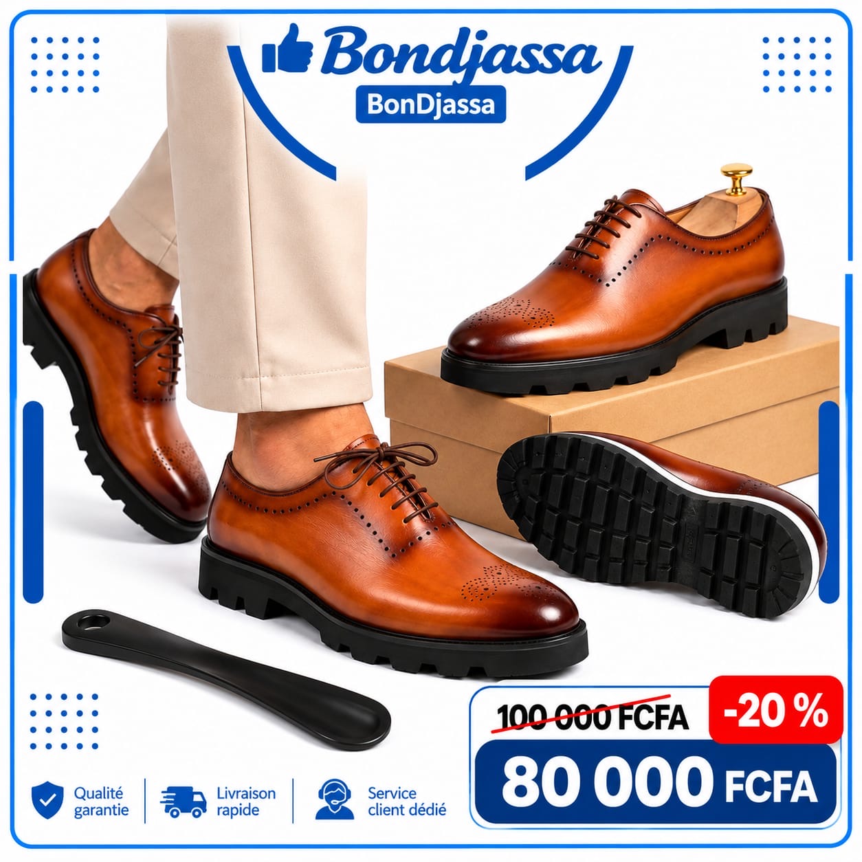 Soulier matière en cuir semelles gomme