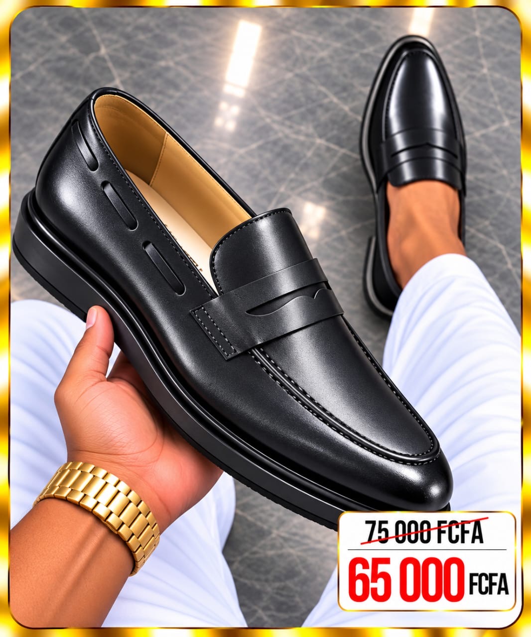 Mocassin matière en cuir