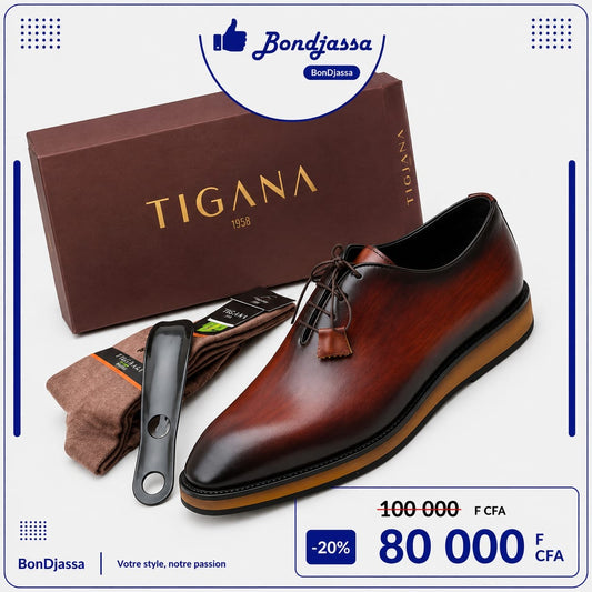 TIGANA Lamarque italienne matière en cuir semelle gomme