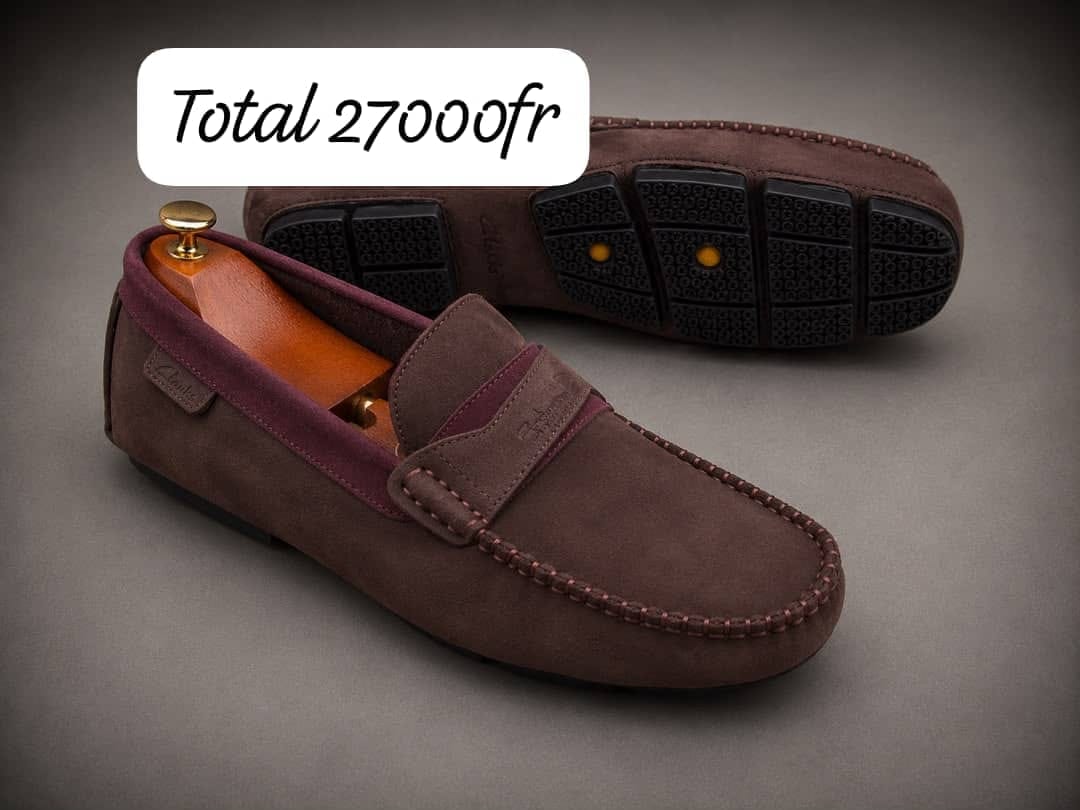 Mocassin daim marron bordeaux