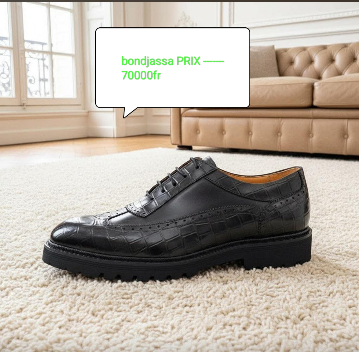 Soulier en cuir semelle gomme
